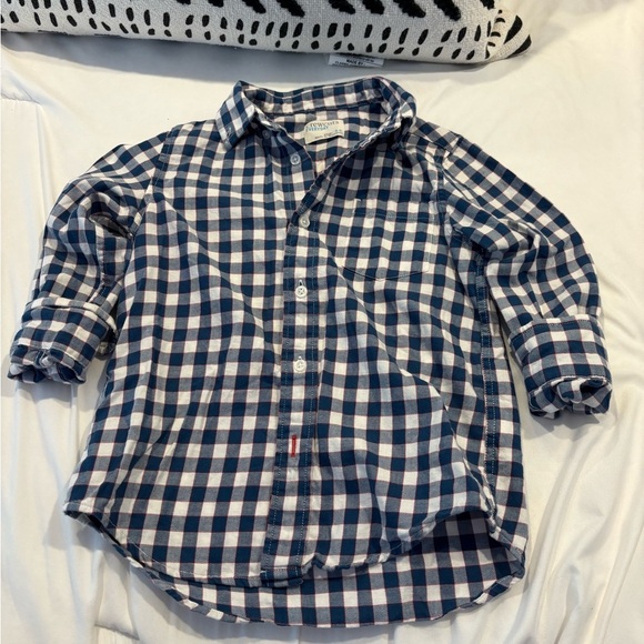 Crewcuts Navy and White Plaid Boys Button Down Shirt - Picture 2 of 6